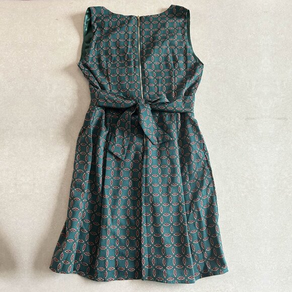 NWT Green Leaf Print Tie Back Skater Dress ASO Louisa Clark - Picture 4 of 6